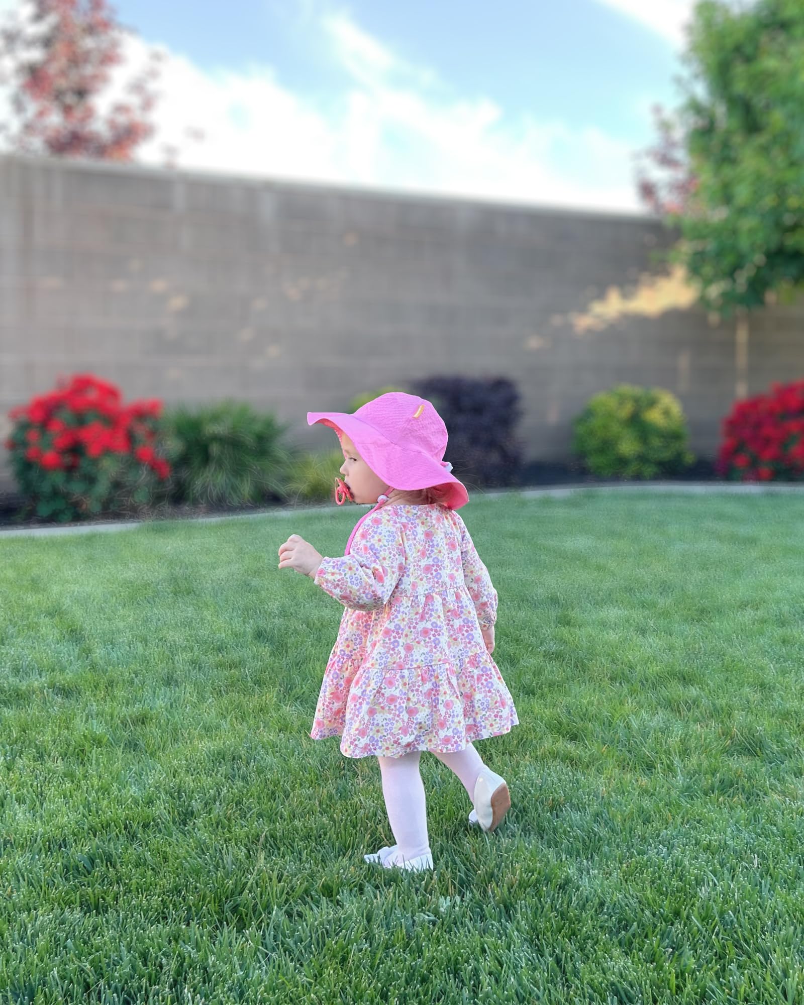 Baby Sun Hat Toddler Girl Beach Hat Adjustable Outdoor Summer Hat UPF 50+ Sun Protection Wide Brim Infant Kids (US, Age, 0 Months, 6 Months, Rose)