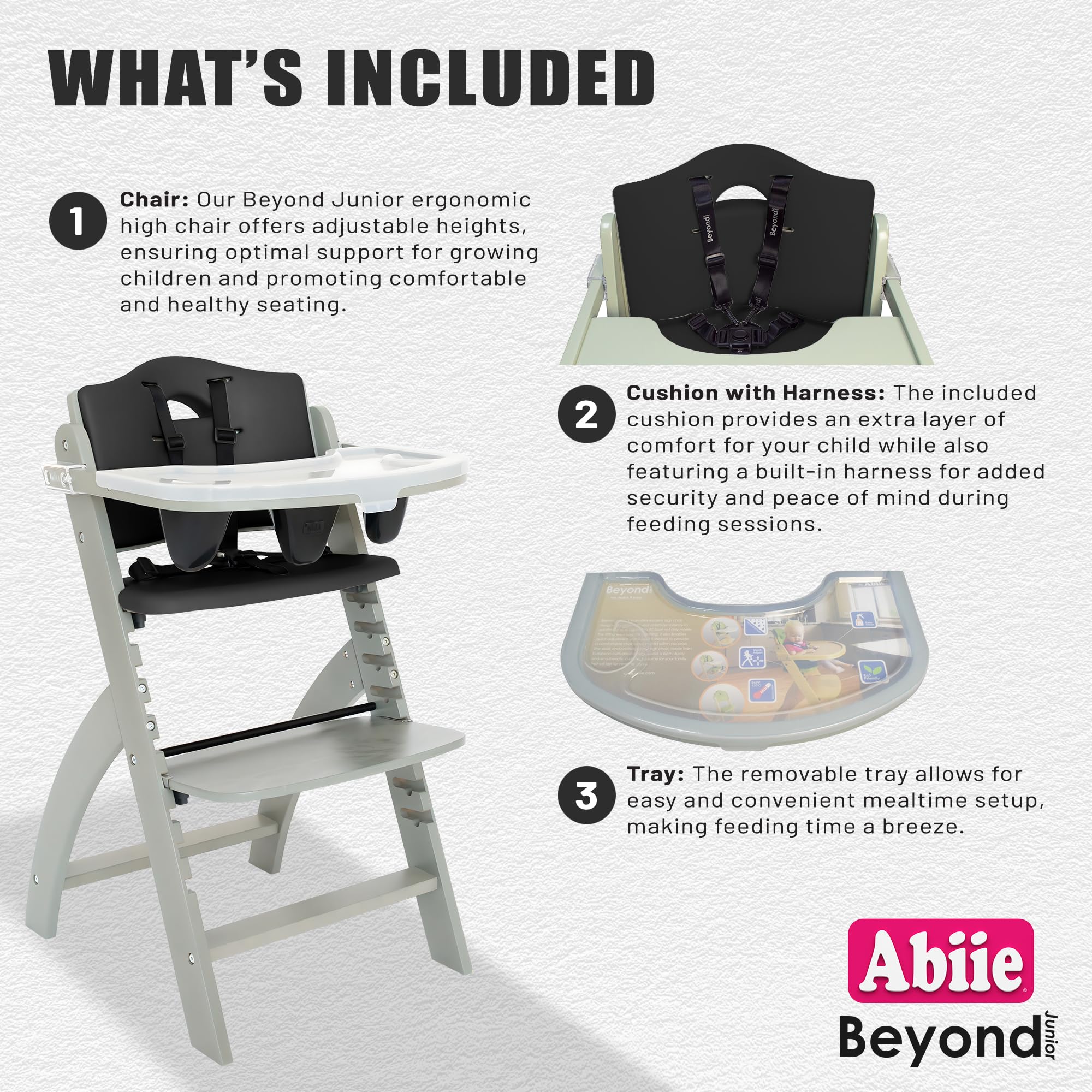 Abiie Beyond Junior Convertible Wooden High Chair with Removable Tray