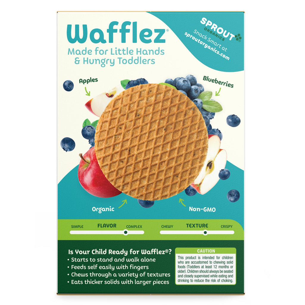 Sprout Organics, Toddler Snacks, CoComelon Blueberry Apple Wafflez, Single Serve Waffles, 50-Count