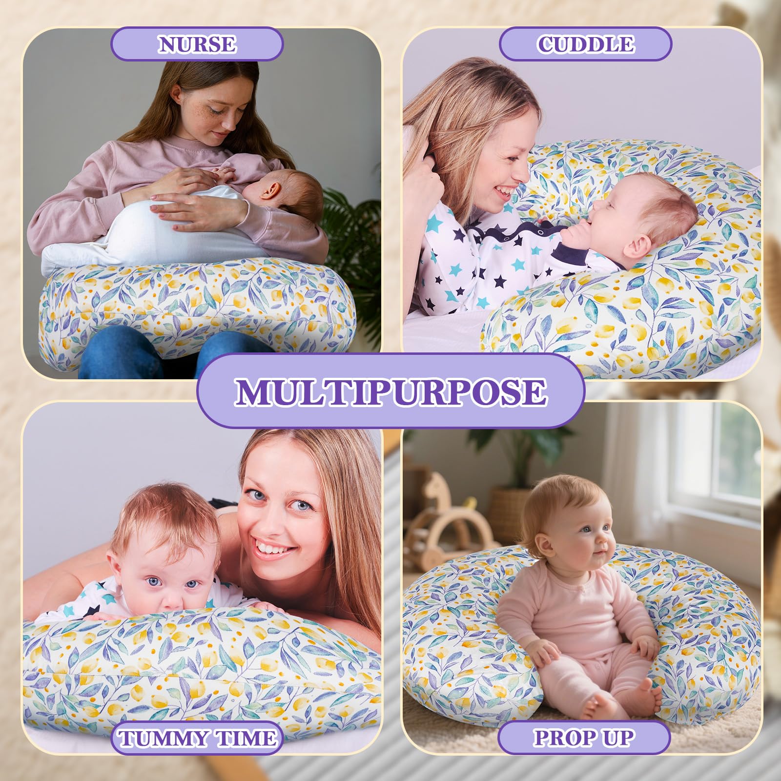 Nursing Pillow & Breastfeeding Pillow – Ergonomic C-Shape for Breastfeeding & Bottle Feeding, Standard Size Breathable with Washable Cover, Hypoallergenic,Tummy Time & Sitting Support (0-12Months)