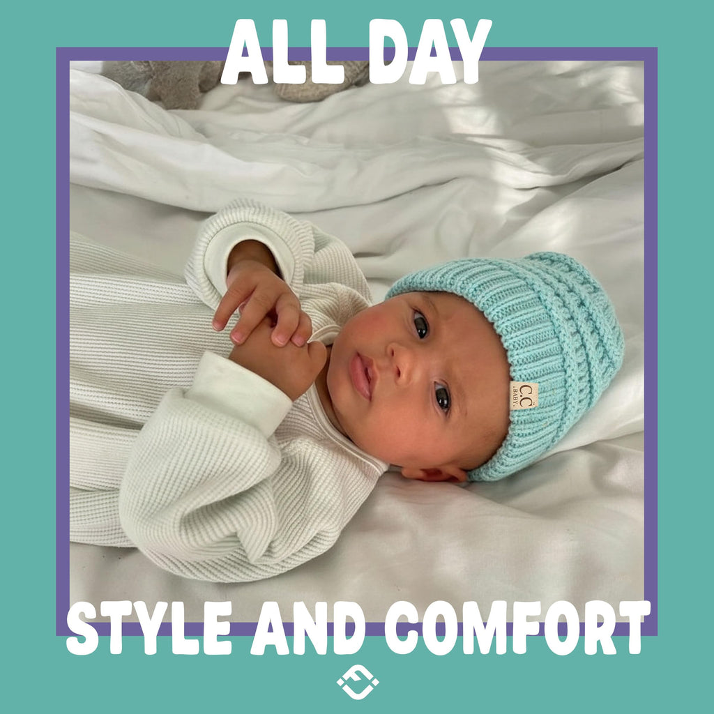 Funky Junque Baby Winter Hat – Cute Newborn Beanie, Infant Girl Hats 0–12 Months, Soft Knit Baby Beanies for Boys & Girls, Cozy Warm Stocking Stuffer Gift: Mint Green
