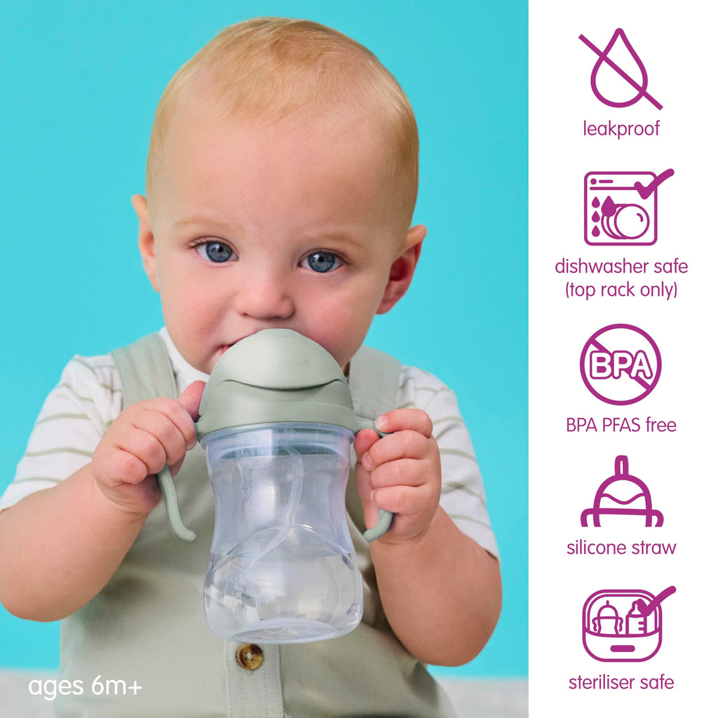 b.box Sippy Cup with Weighted Straw, Toddler Straw Cup, Spill Proof, 8oz