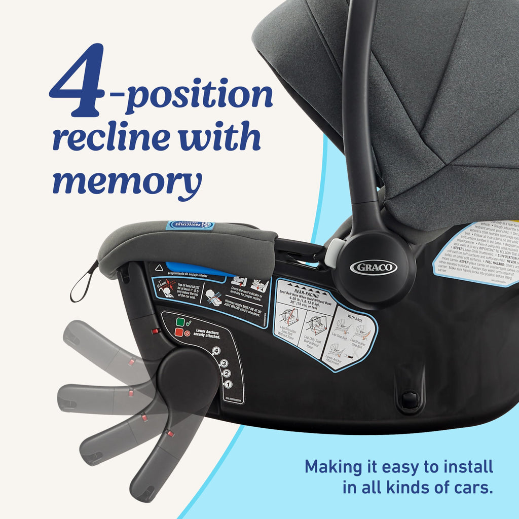 Graco® Gomax Infant Car Seat, Orchid Haze, Lightweight, Reclining Rear Facing Car Seat Installs with or Without a Base