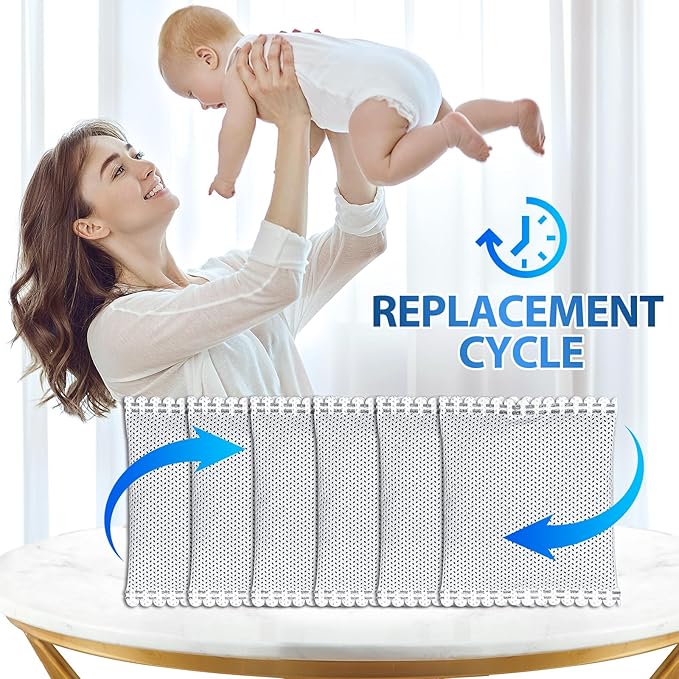 Diaper Pail Deodorizer Odor Absorber Carbon Filter Refill Compatible with Diaper Genie Complete Pail, 6 Pack