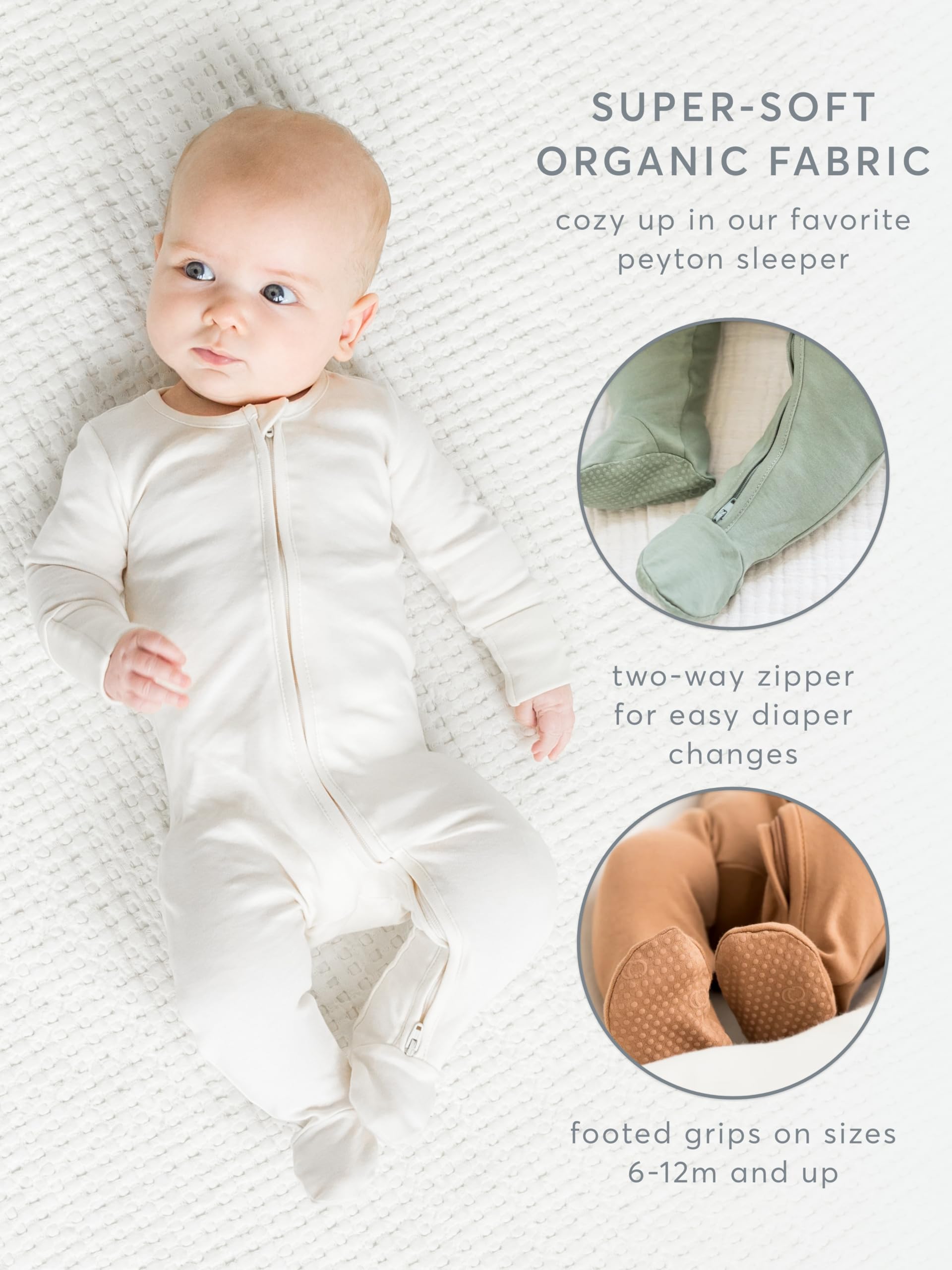 Colored Organics KENDI Organic Cotton Zip Sleeper - Tide 0-3M