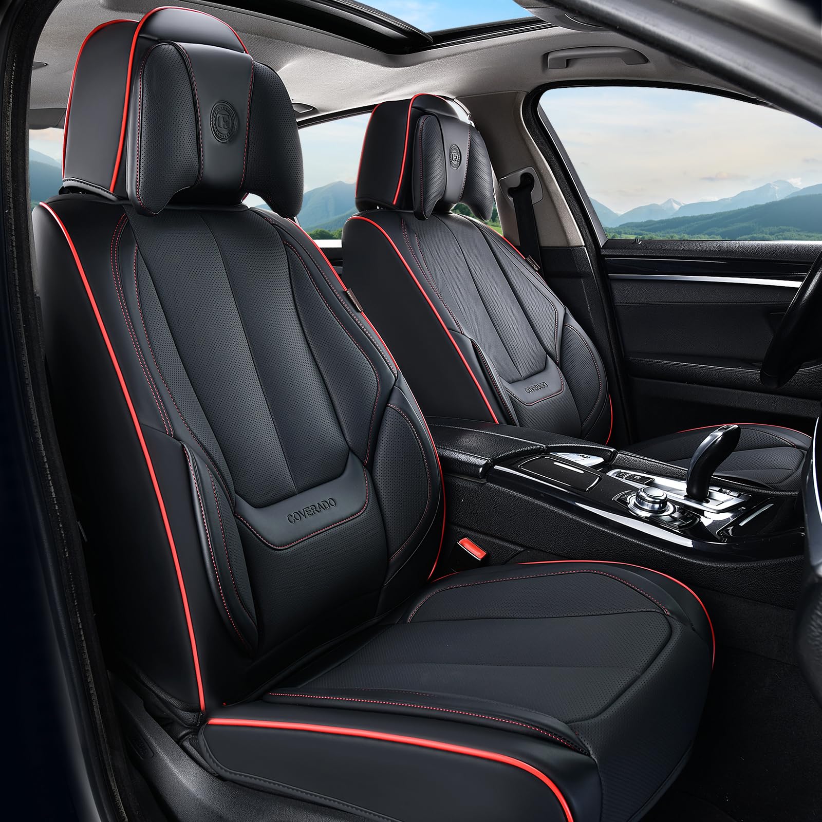 Coverado Car Seat Covers, Seat Covers for Cars, Waterproof Leather Auto Seat Protectors, Leather Car Seat Cushion, Car Interiors Accessories Universal Fit for Most Cars