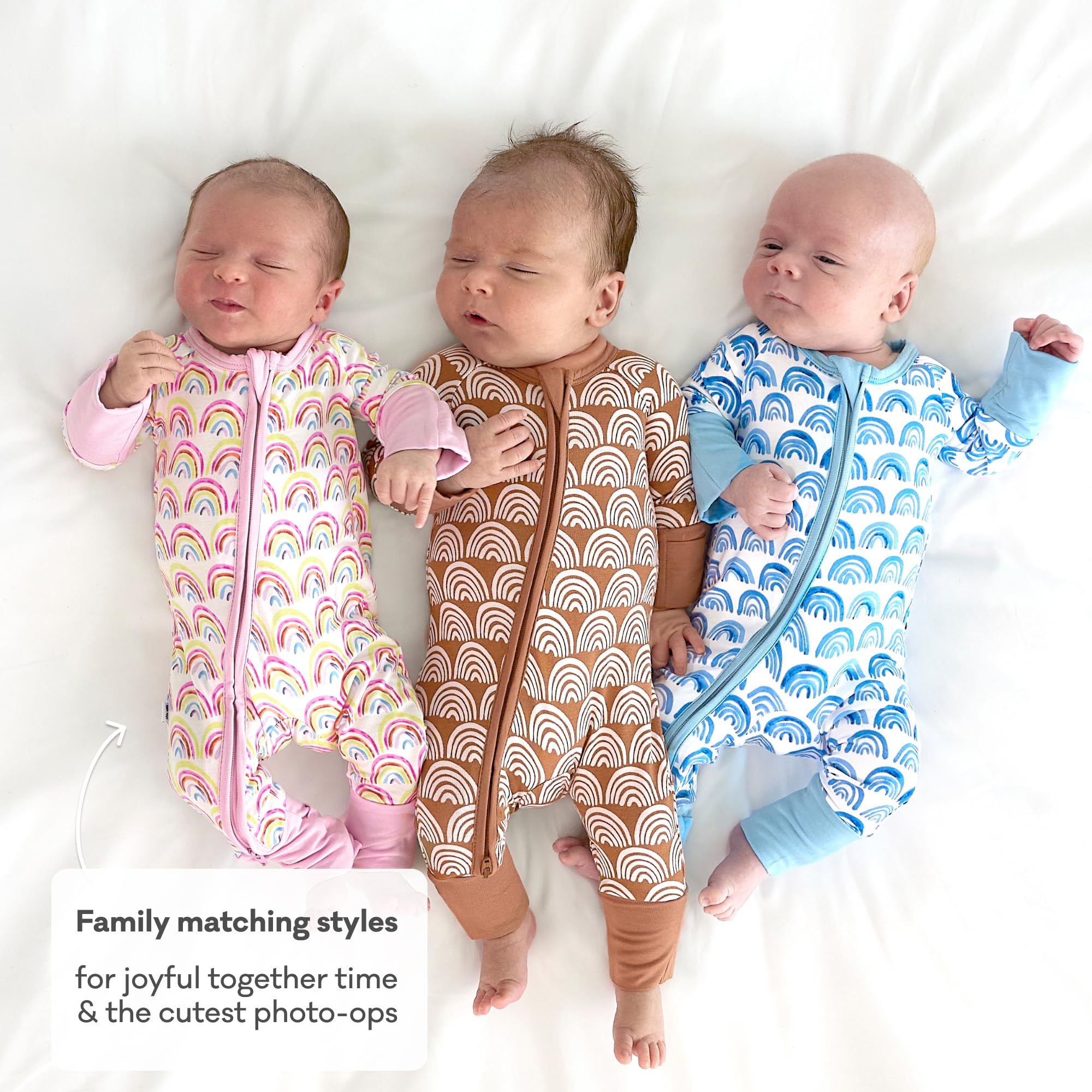 Little Sleepies Baby Pajamas, Pastel Rainbows, 3-6M