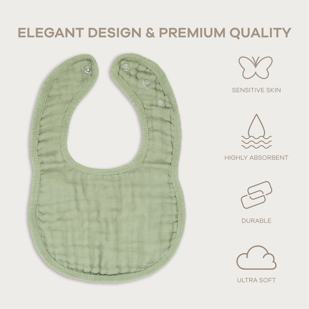 Comfy Cubs Muslin Bibs for Babies, Pack of 8 - Multicolor