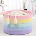 67L Rainbow Storage Basket for Organizing, 20"×13" Large Laundry Baskets, Cotton Rope Woven Blanket Basket, Toy Storage for Kids, Collapsible Blankets Storage for Living Room, Nursery Room