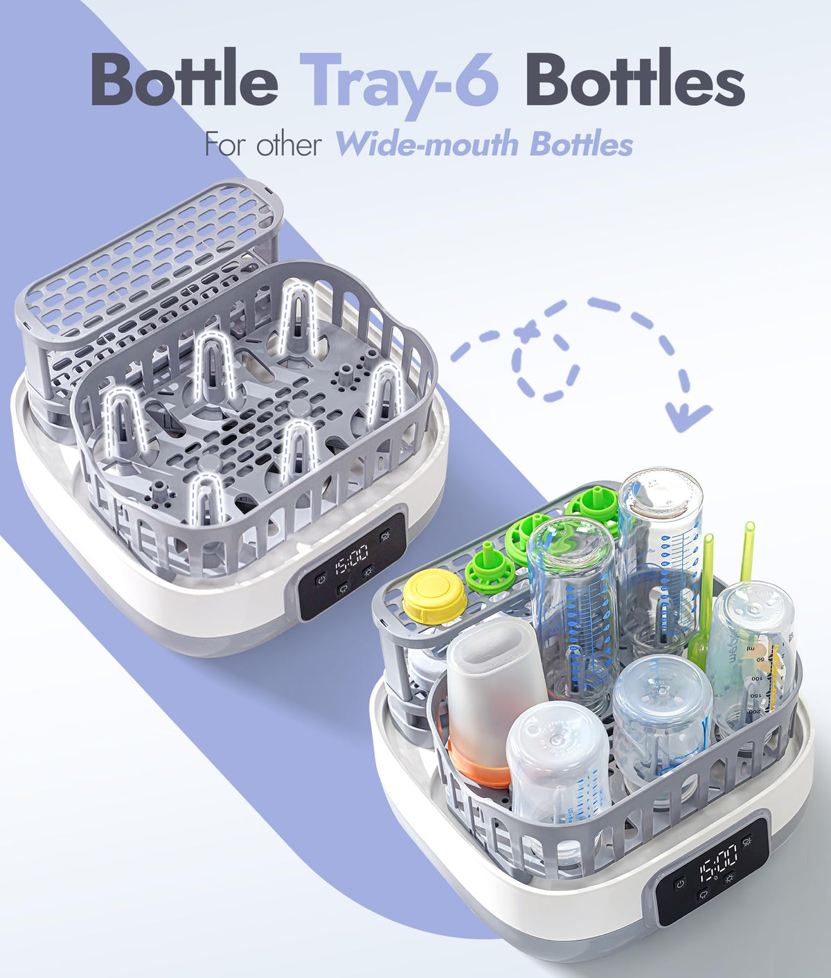 NCVI Baby Bottle Sterilizer and Dryer, 20-Minute Cycle, Up to 8 Bottles