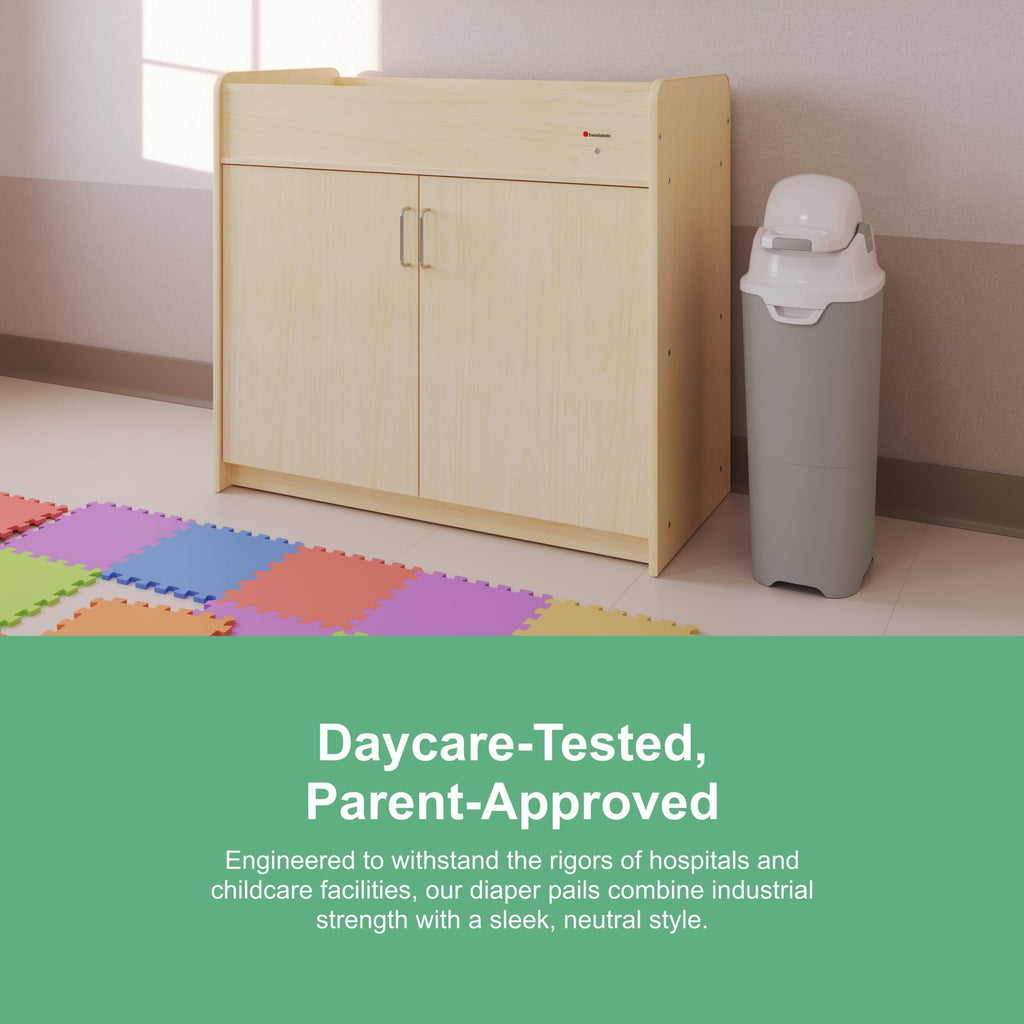 Foundations Tall Diaper Pail with Airtight Lid, Gray