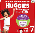 Huggies Size 7 Baby Diapers, Little Movers HuggFit 360° Baby Diapers with 360° Waistband, Size 7 (41+ lbs), 70 Count, Packaging May Vary