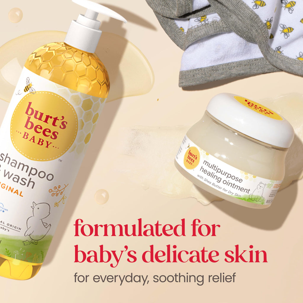 Burt's Bees Baby Shampoo and Baby Wash Refill, Original, Plant-Based Formula, Tear-Free, Pediatrician-Tested, Natural Origin, Gently Cleans Sensitive Skin and Hair, 33.8 Fl Oz