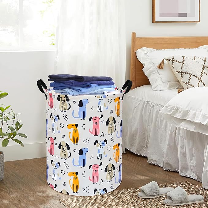 Round Laundry Hamper Storage Basket Laundry Organizer Hamper Storage Bins Clothes and Toys Box Nursery Hamper Gift Basket For Kids with Handles