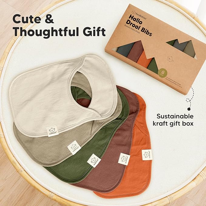 8-Pack Baby Bibs for Boys, Girls - Pullover Bibs for Drooling Teething Baby Girl & Boy Toddler, Newborn, Soft & Absorbent, Cute Colors, Large Torso Coverage Keep Infant Clean & Dry (Sahara)