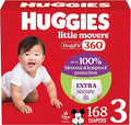 Huggies Size 3 Baby Diapers, Little Movers HuggFit 360° Baby Diapers with 360° Waistband, Size 3 (16-28 lbs), 168 Count (3 Packs of 56), Packaging May Vary