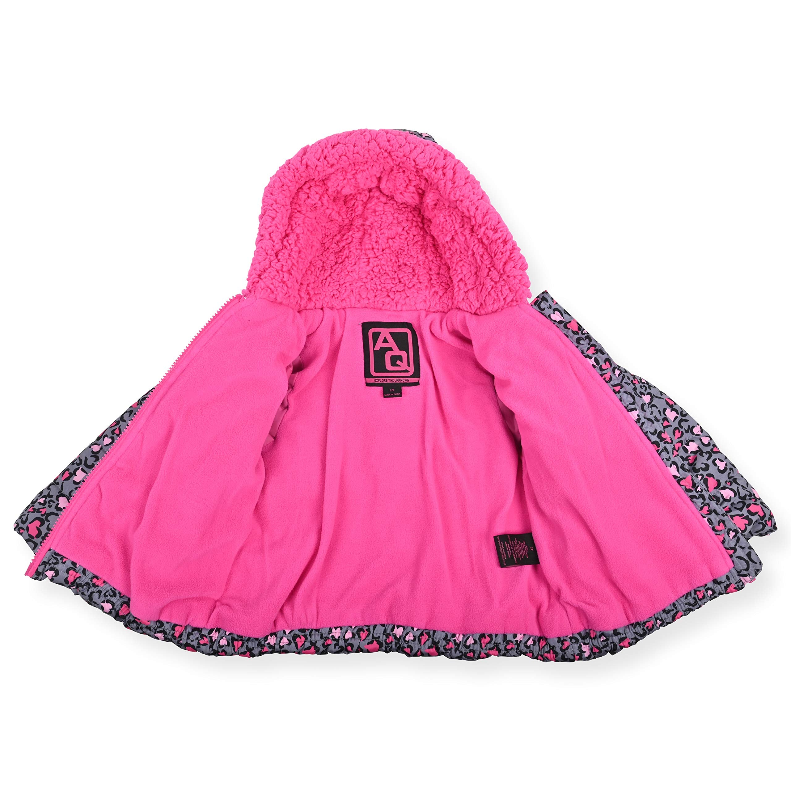 Arctic Quest Girls' Bib Snow Pants and Ski Jacket Water-Resistant Snowsuit For Kids Winter Hooded Jacket, Grey, 18M