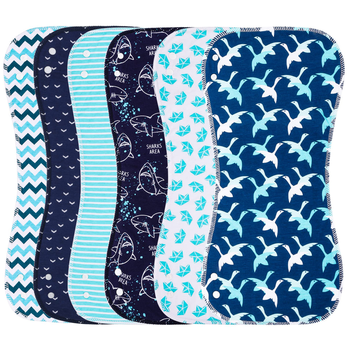 Benoxine 2-in-1 Burp Cloths and Baby Bibs - 6 Pack Large Super Absorbent Soft Cotton Burping Cloths for Spit Up, 3 Layers Thick Baby Burp Rags for Girls & Boys