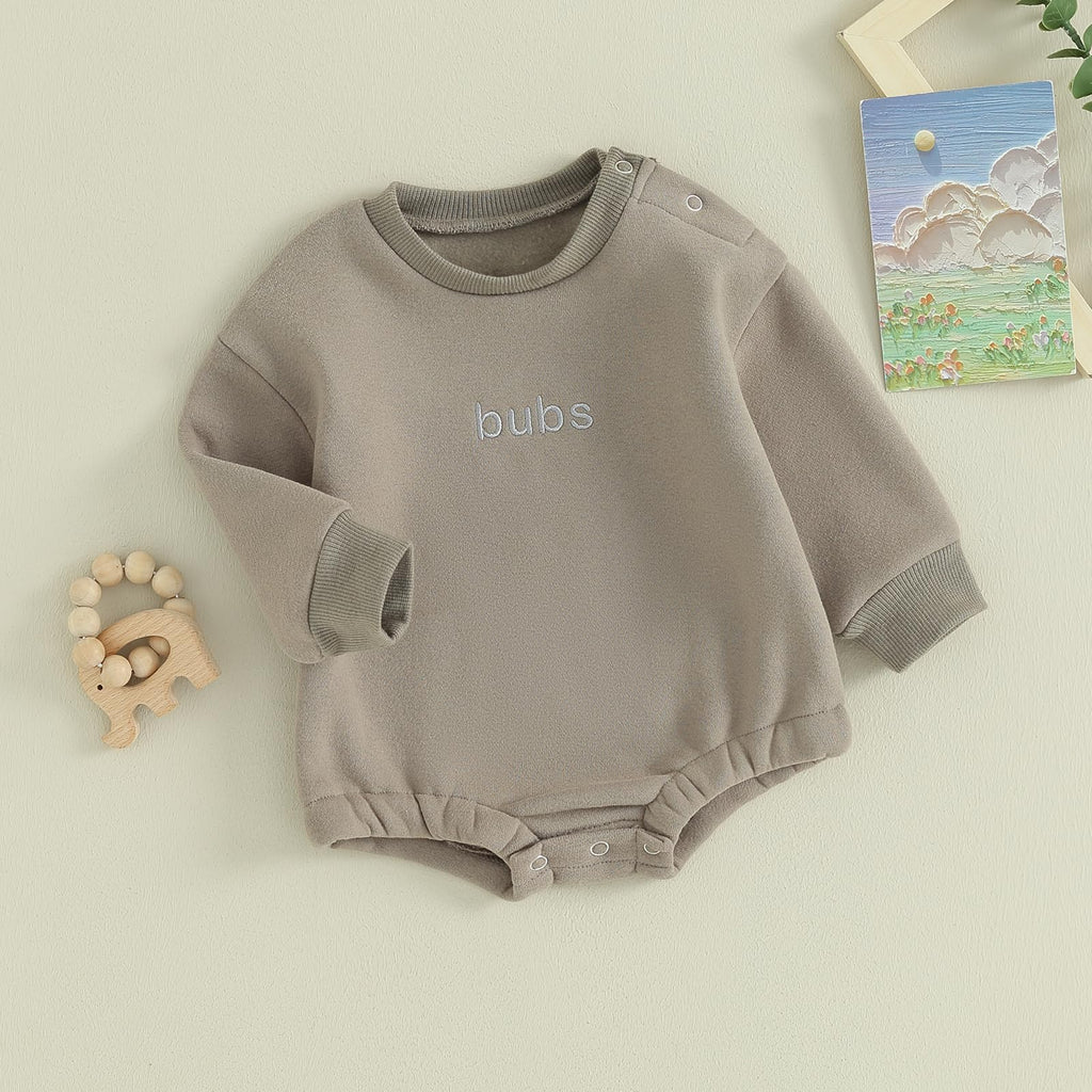 VISGOGO Newborn Infant Baby Boy Oversized Romper Sweater Bodysuits Coming Home Outfit Neutral Clothes Bubs-Gray 3-6 Months