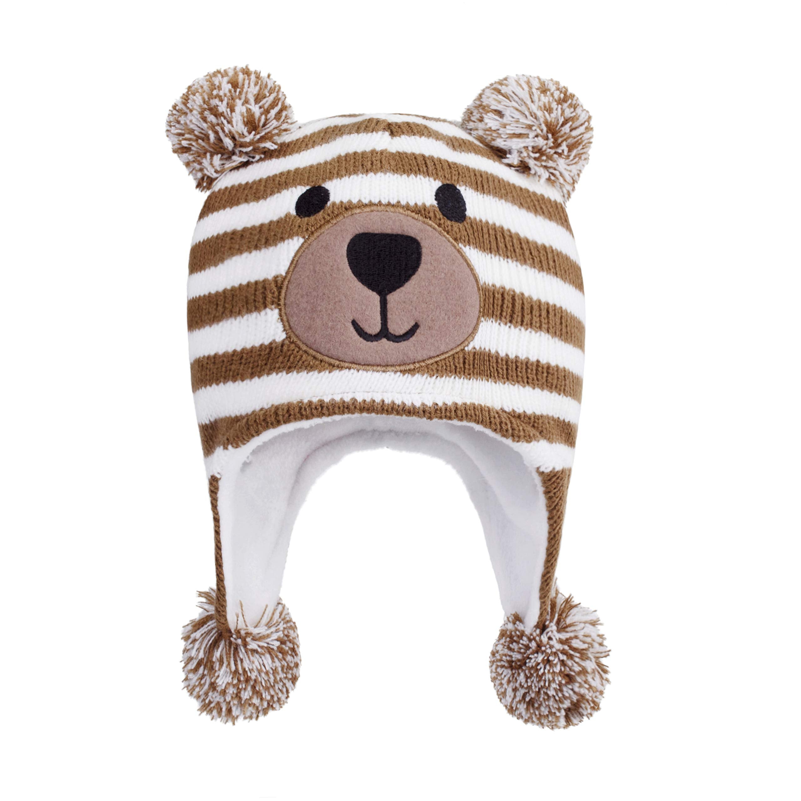 LANGZHEN Toddler Kids Infant Winter Hat,Earflap Knit Warm Cap Fleece Lined Beanie for Baby Boys Girls (Brown, M)