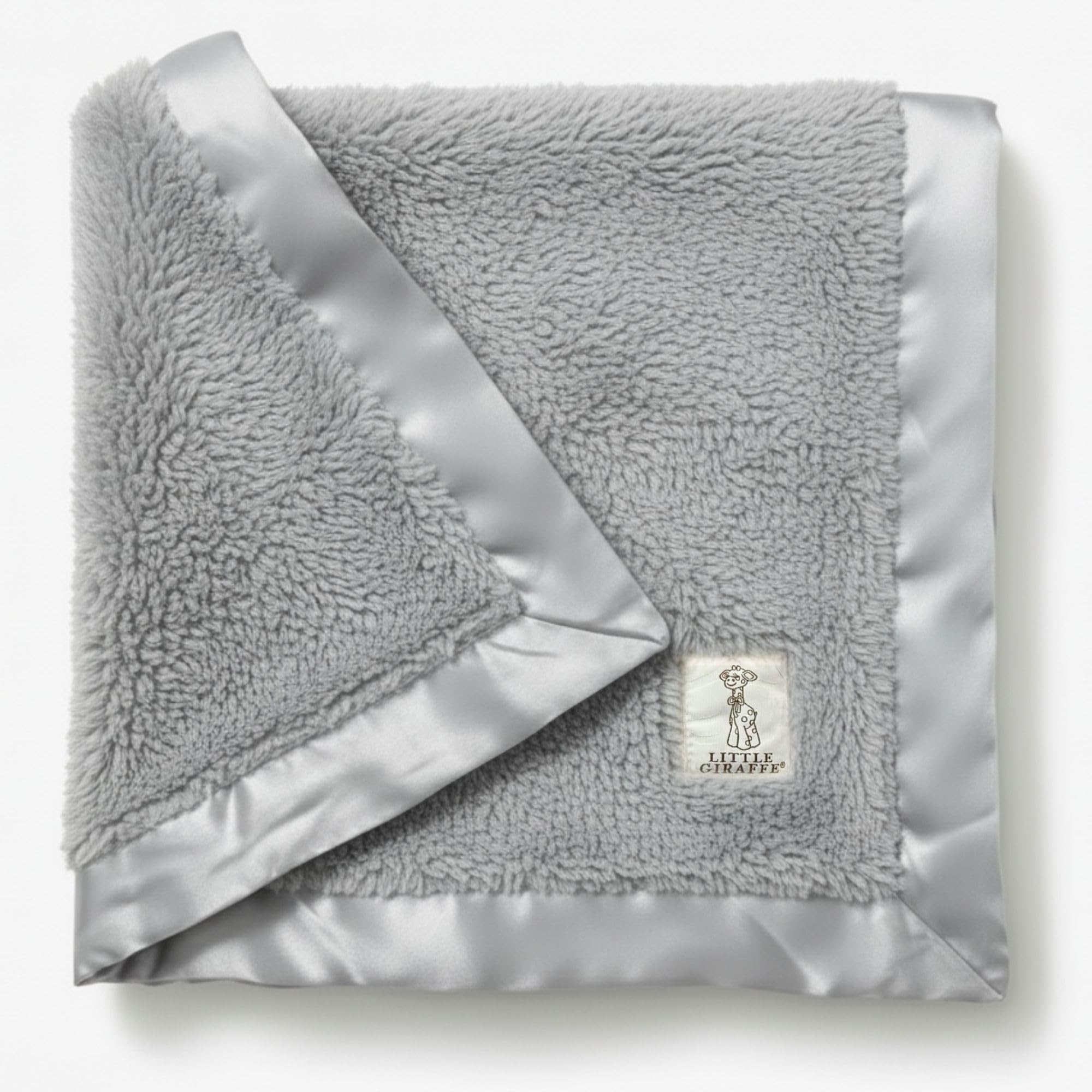 Little Giraffe Chenille Baby Blanket – 29x35” Soft Chenille with Satin Trim, Silver | Ultra-Soft, Gentle & Safe, Lightweight & Breathable for Newborns & Toddlers