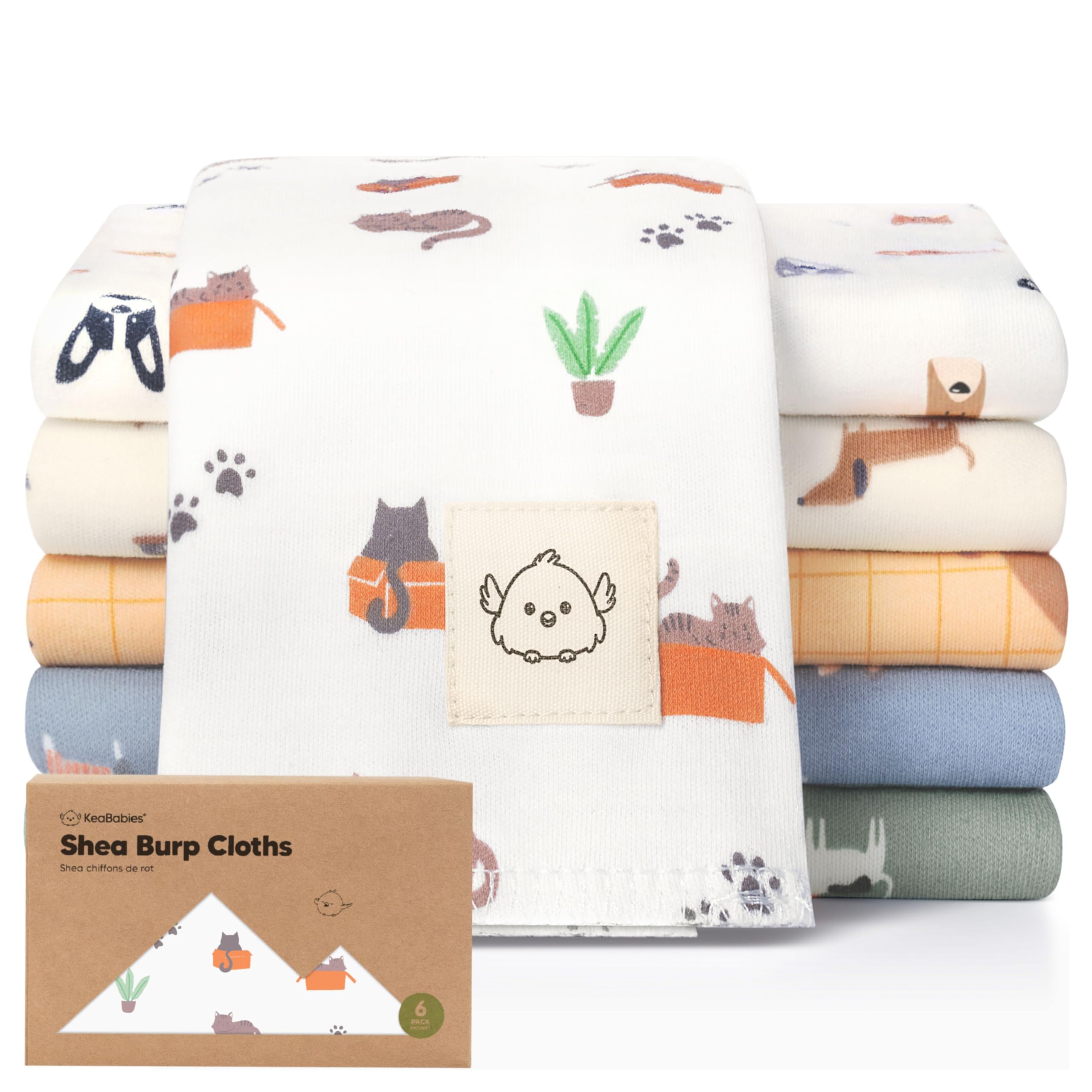 Organic Burp Cloths Baby Boy, Girl,6-Pack Large Burping Cloths(Pets & Paws)