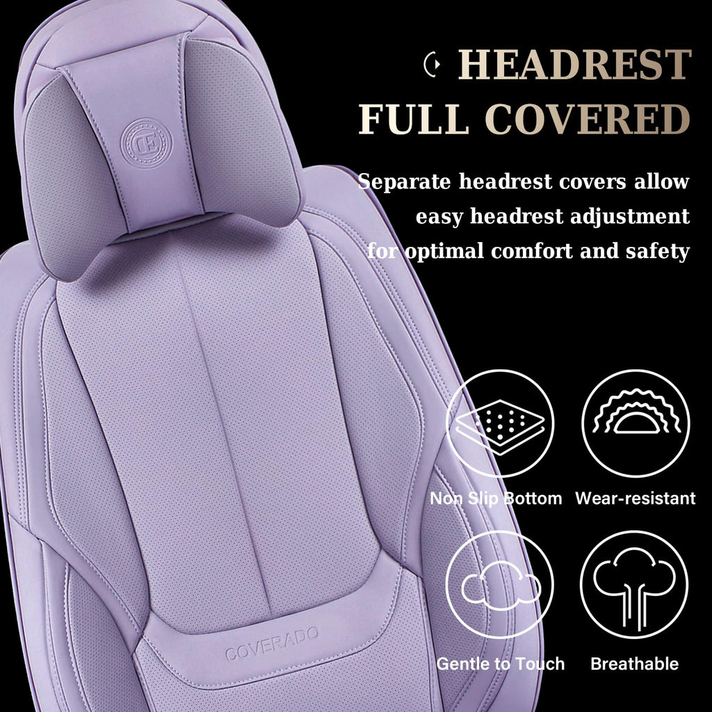 Coverado Car Seat Covers, Seat Covers for Cars, Waterproof Leather Auto Seat Protectors, Leather Car Seat Cushion, Car Interiors Accessories Universal Fit for Most Cars