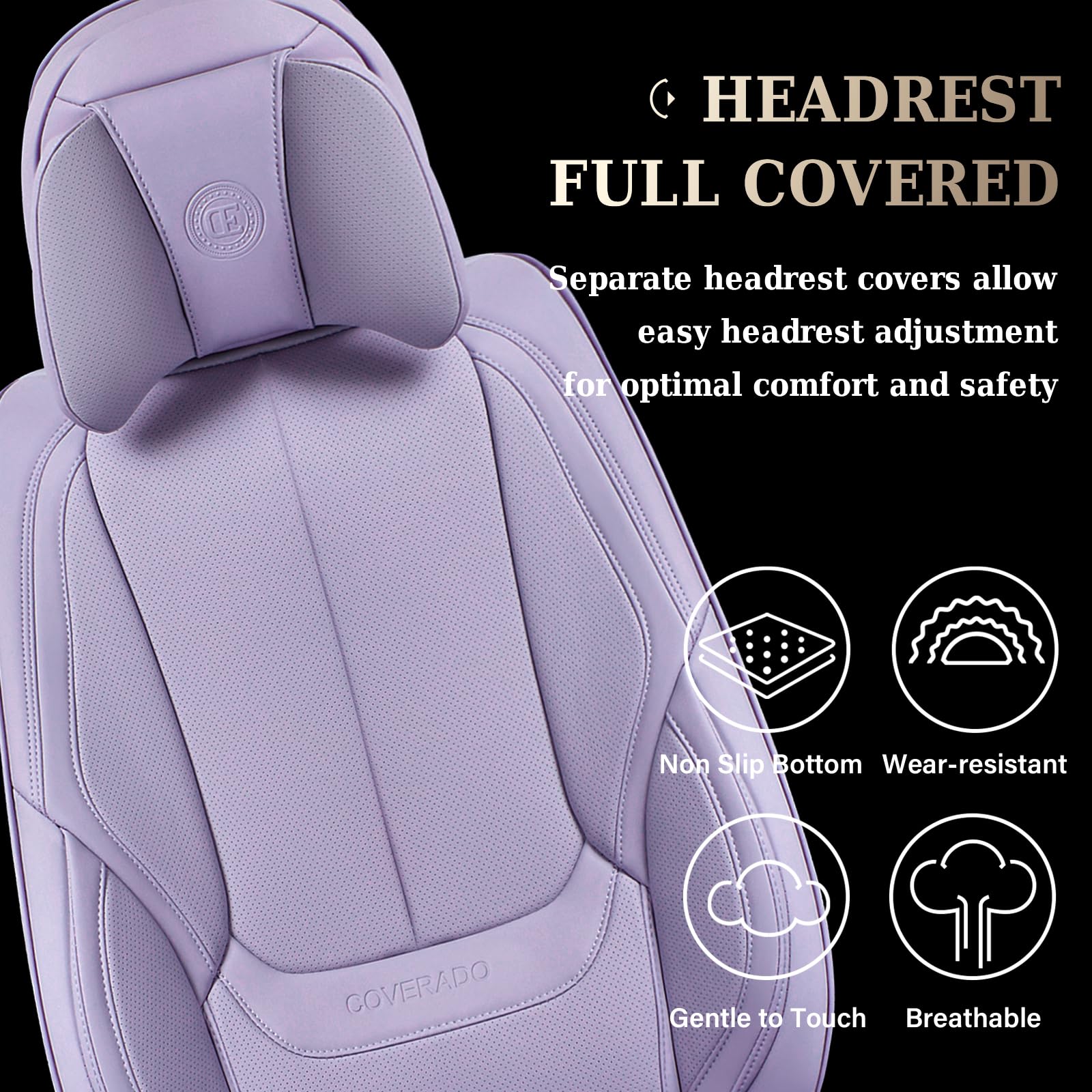 Coverado Car Seat Covers, Seat Covers for Cars, Waterproof Leather Auto Seat Protectors, Leather Car Seat Cushion, Car Interiors Accessories Universal Fit for Most Cars