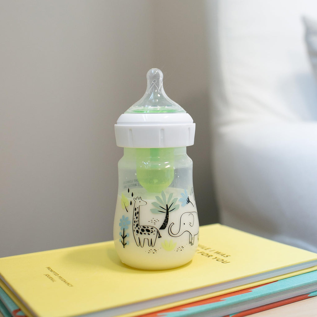 Dr. Brown's Anti-Colic Options+ Wide-Neck Baby Bottles, Jungle, 2-Pack