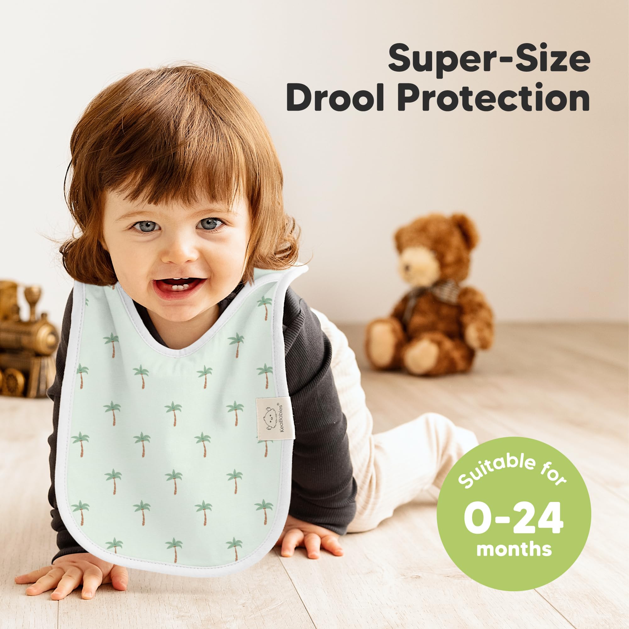 KeaBabies 8-Pack Bibs for Baby Girls, Boys, Pullover Baby Bibs (Roarsome)