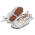 PHIRAMIN Baby Girls Silver Grey Mary Jane Flats - Infant 9-12 Months Walking Shoes Soft Rubber Sole Princess Wedding