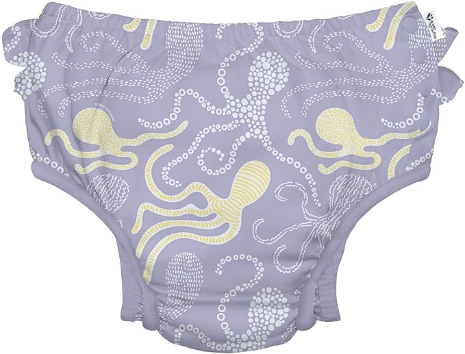 green sprouts Baby Toddler Eco Ruffle Snap Swim Diaper - Lavender Octopus - 4T