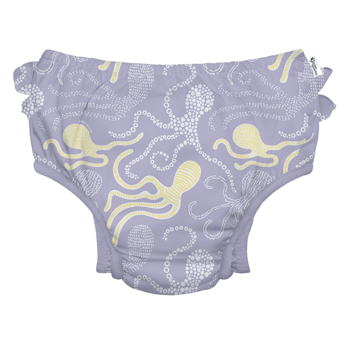 green sprouts Baby Toddler Eco Ruffle Snap Swim Diaper - Lavender Octopus - 24mo