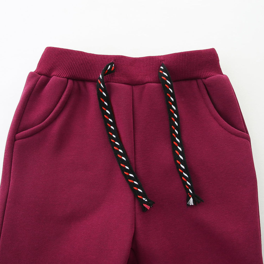 Funnymore Kids Toddler Boys Pants Clothes,3 Pack Pull On Fleece Jogger Sweatpants Dark Grey/Navy/Burgundy 3t