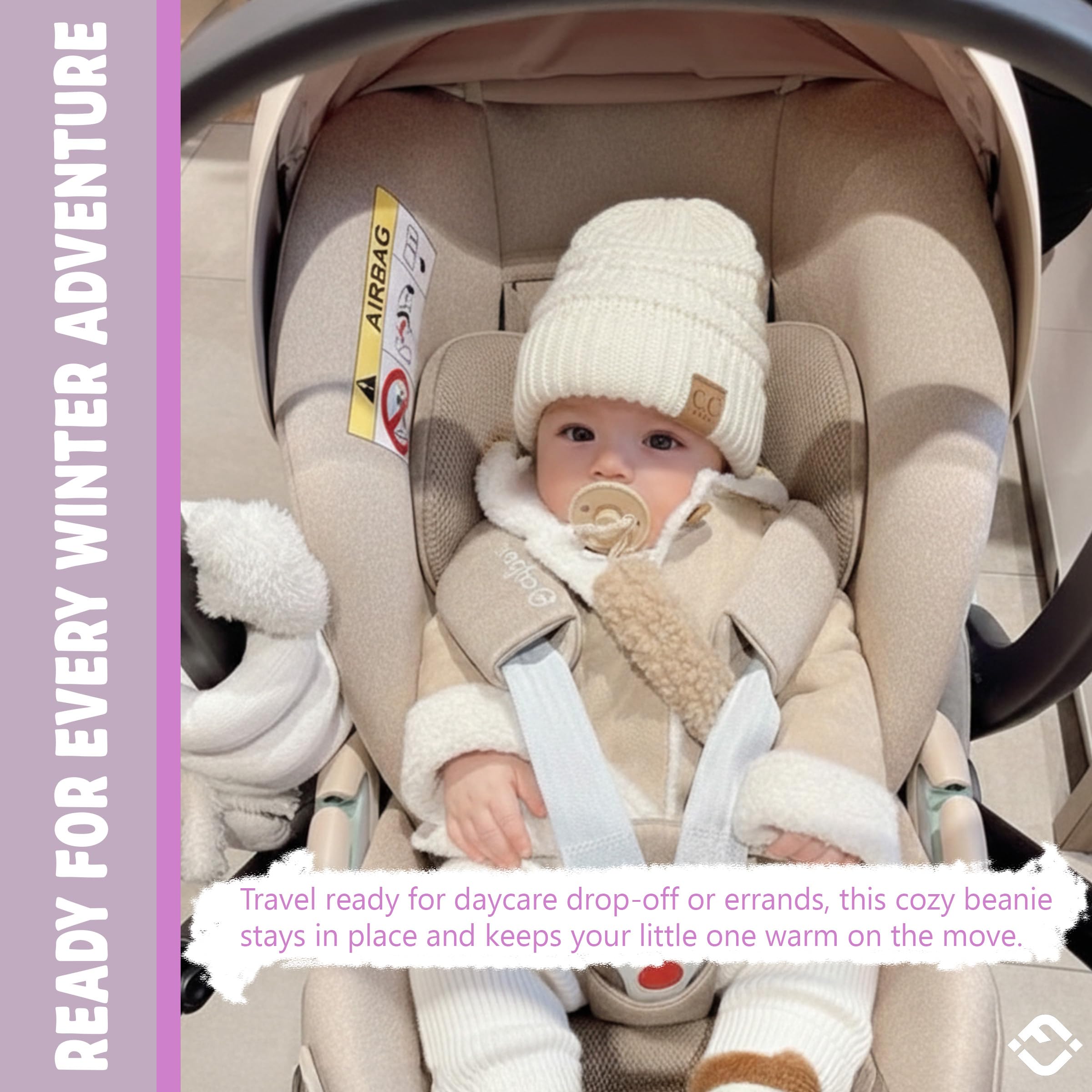Funky Junque Baby Winter Hat – Cute Newborn Beanie, Infant Girl Hats 0–12 Months, Soft Knit Baby Beanies for Boys & Girls, Cozy Warm Stocking Stuffer Gift: Ivory