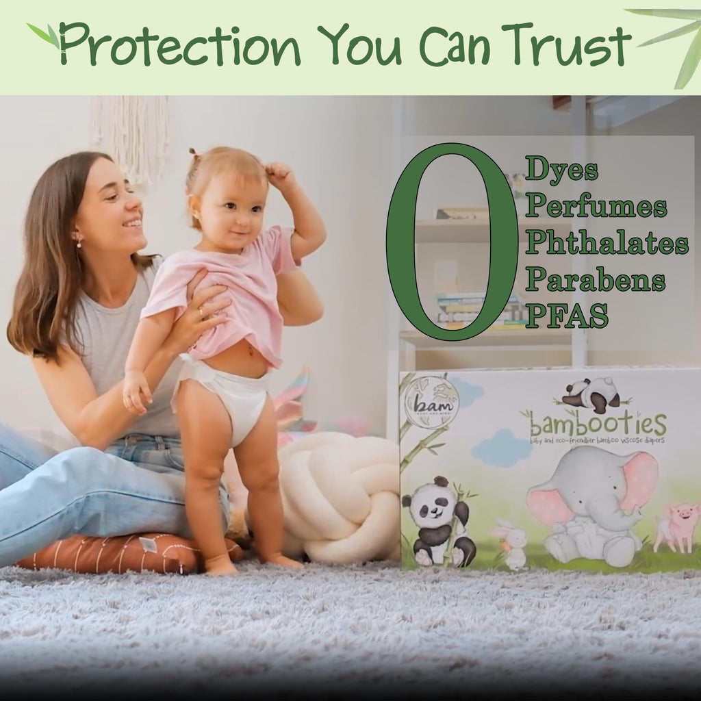 Bamboo Baby Diapers, Totally Chlorine Free for Sensitive Skin for Newborns to XXL. Hypoallergenic & Non Toxic Eco Friendlier Plant-Based Materials. TCF XXL Size 6 (20 ct)