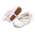 PHIRAMIN Baby Girls Satin White Mary Jane Flats - Infant 12-18 Months Walking Shoes Soft Rubber Sole Princess Wedding
