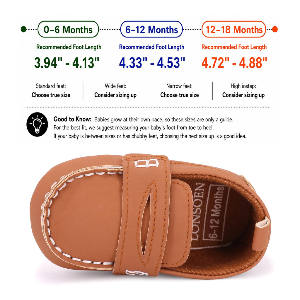 LONSOEN Baby Boys Girls Loafers Prewalker Dress Shoes,Brown 0-6M