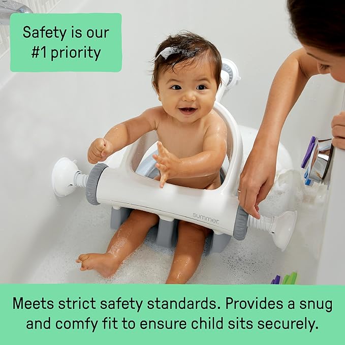 Ingenuity My Bath Seat for Sit-Up Baby Bathing, Sure & Secure Suction Cups, ASTM Safety Tested & Approved, Backrest for Assisted Sitting, Easy Setup & Storage, Pink