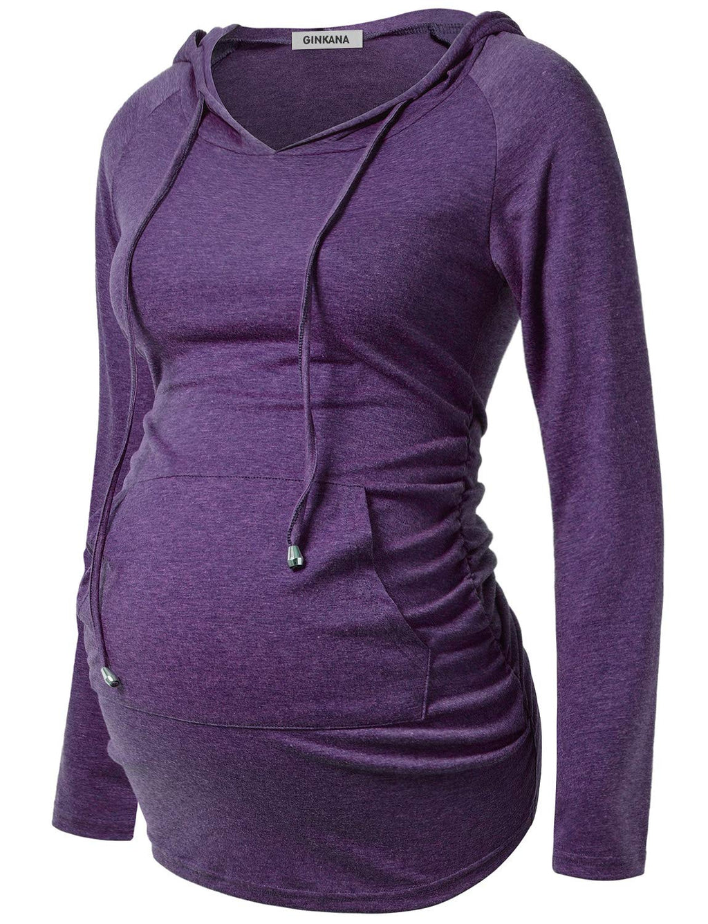 Womens Maternity Hoodie Top Sweatshirt Long Sleeve Shirts Pregnancy Tunic Top,Purple,Medium