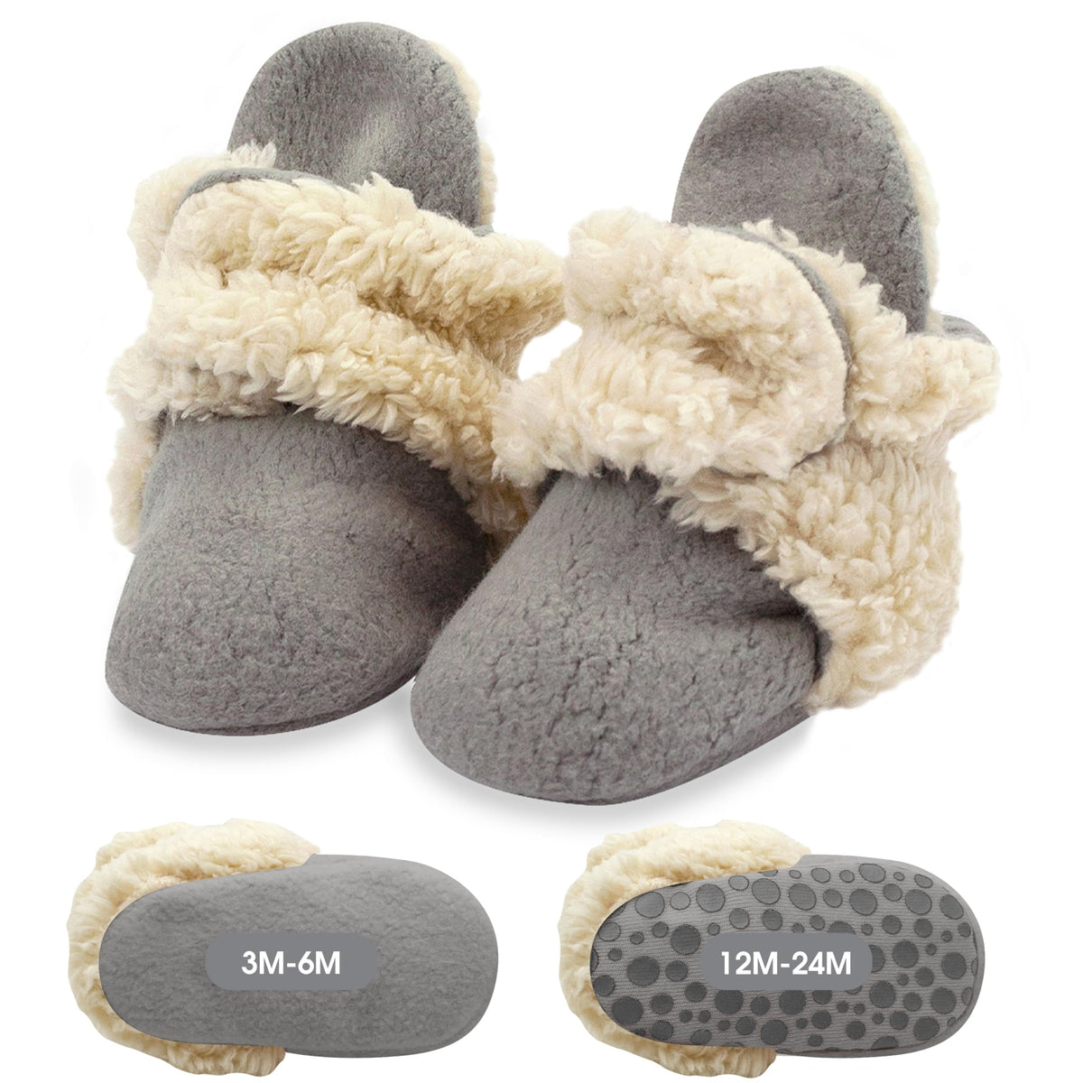 Zutano Baby Furry Fleece Booties with Grippers, Organic Cotton Lining