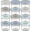 KeaBabies 12pk 4oz Glass Baby Food Containers with Lids, Leak-Proof (Slate)