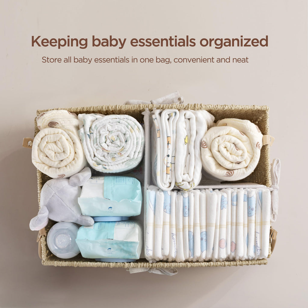 HBlife Diaper Caddy Organizer Detachable Portable Hand-Woven Storage Basket
