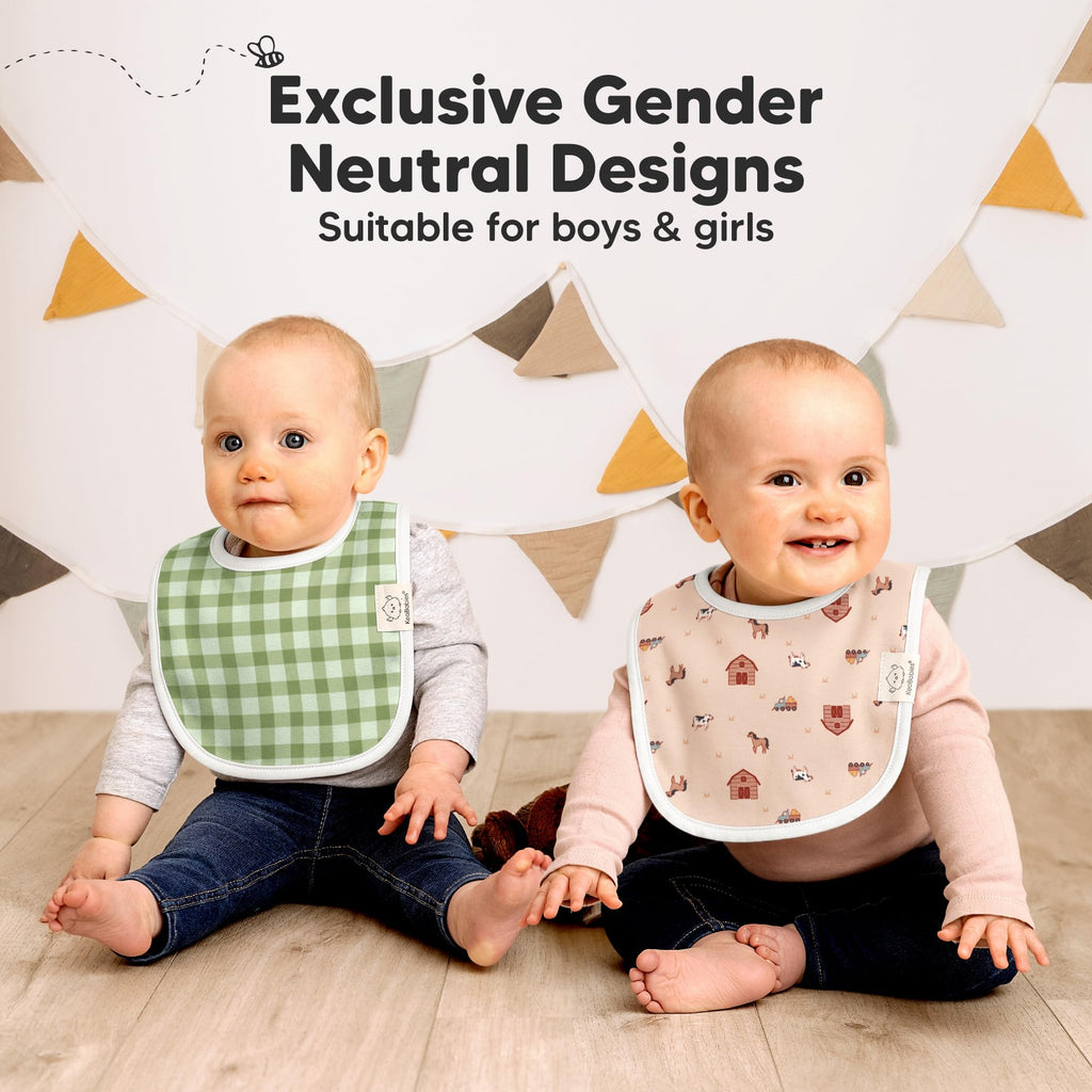 KeaBabies 8-Pack Organic Baby Bibs for Drooling and Teething (Countryside)