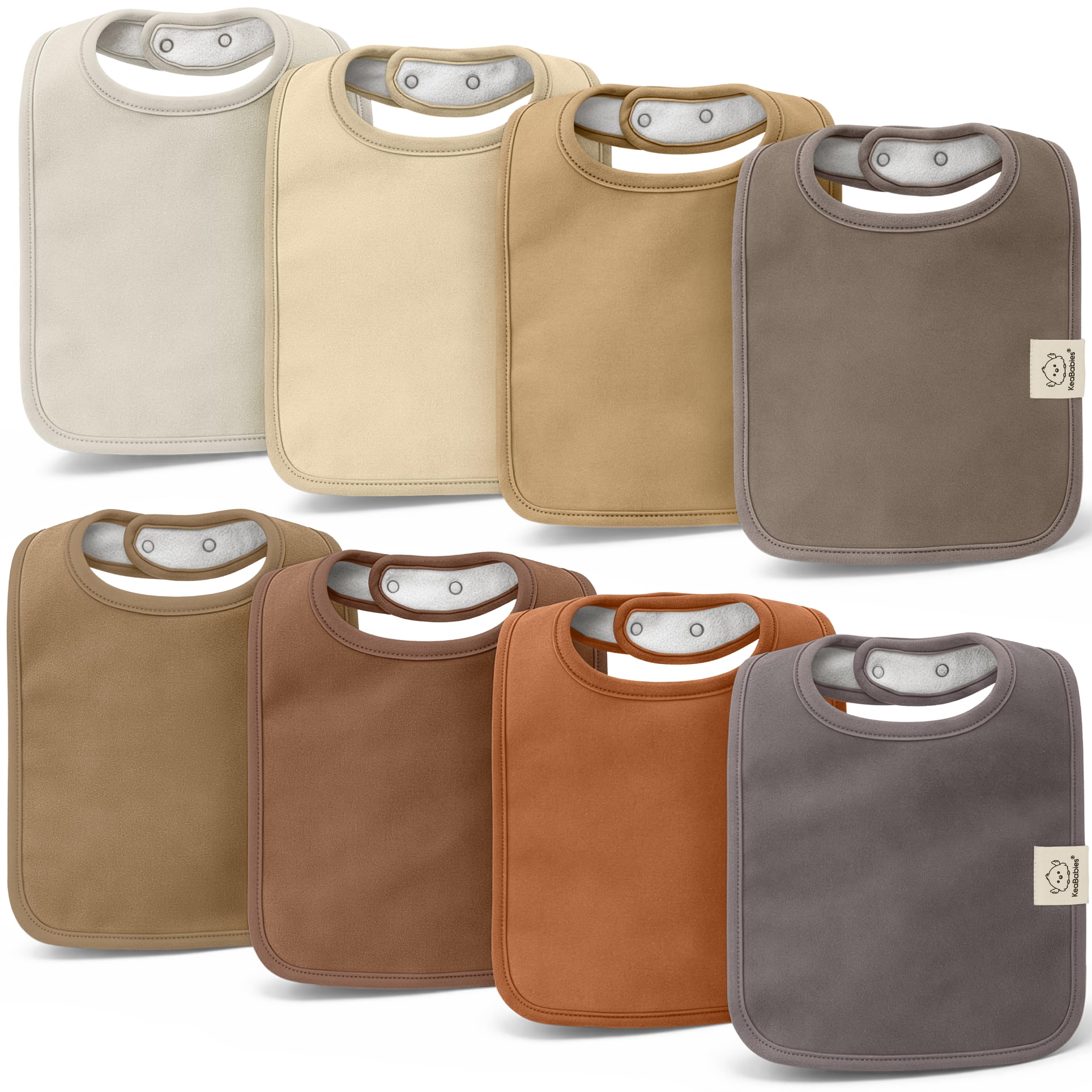 KeaBabies 8-Pack Organic Baby Bibs for Boys, Girls Drool Bibs (Terracotta)