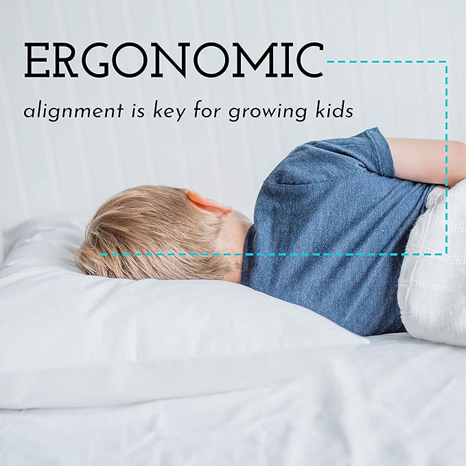 Little Sleepy Head Toddler Pillow with Pillowcase 13x18 - Kids Pillow for Sleeping - Better Neck Support Ergonomic Pillow and Toddler Pillowcase - Best Pillows for Kids (Space 'N Rockets)