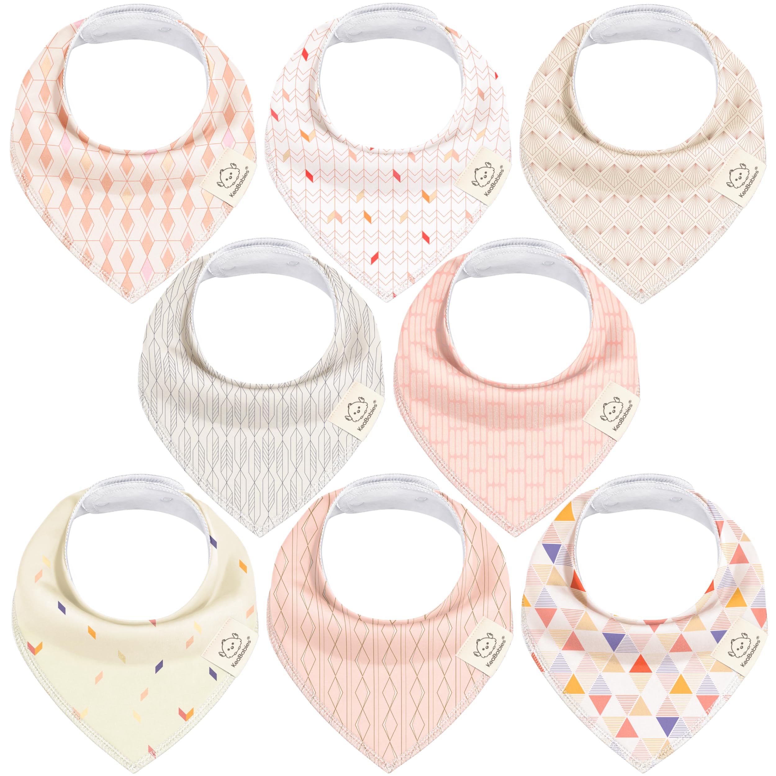 KeaBabies 8pk Organic Baby Bandana Bibs for Drooling and Teething (Prism)