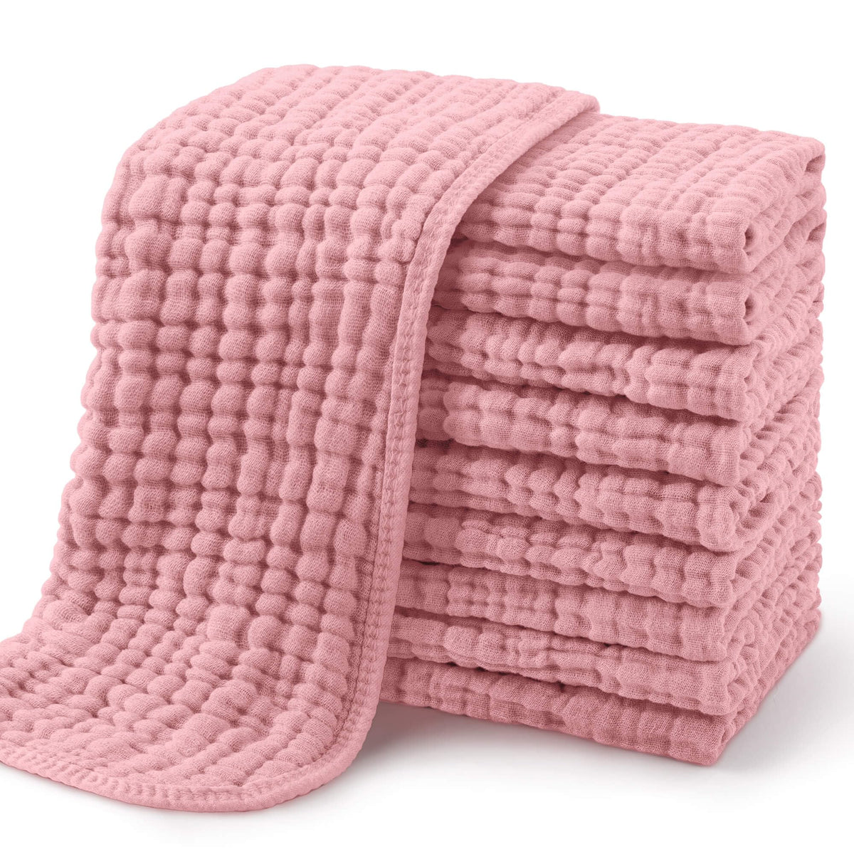 Yoofoss Muslin Burp Cloths for Baby 10 Pack 100% Organic Cotton Baby Washcloths for Boys Girls Large 20''X10'' Super Soft and Absorbent Elephant