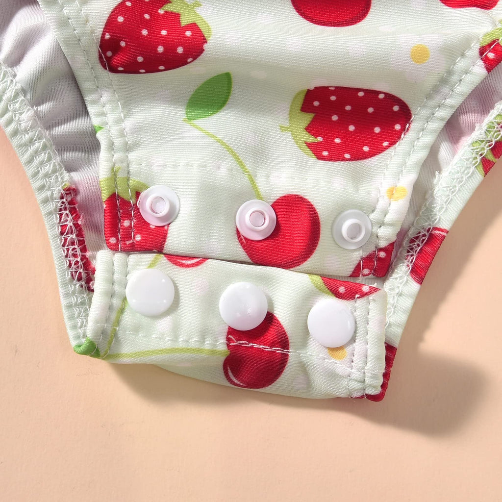 HIHA Baby Swimsuit Girl Infant Bathing Suit Ruffle Summer One Piece Strawberry Pattern Swimwear Sunsuit,0-6 Months