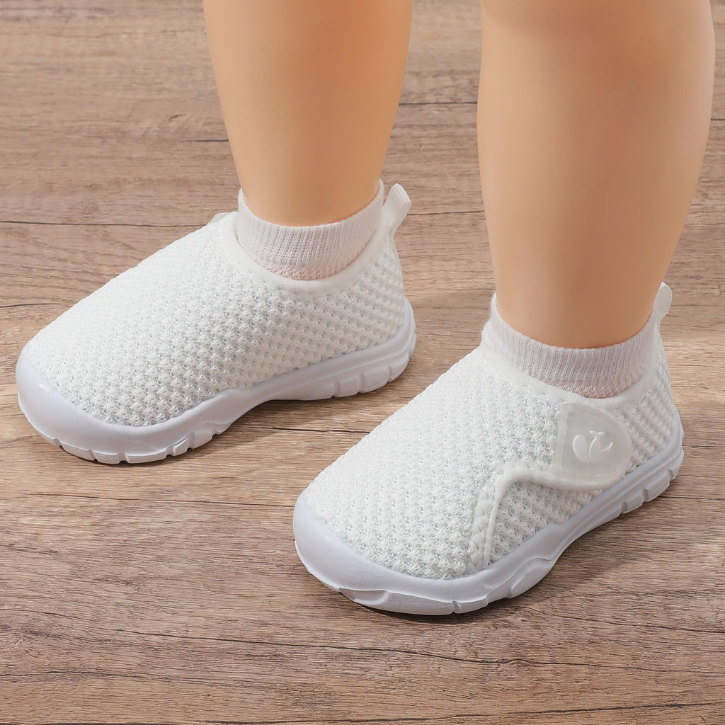 FEETCITY Baby Shoes Infant Sneakers Boys Girls First Walking Shoes Lightweight Slip On Shoe White